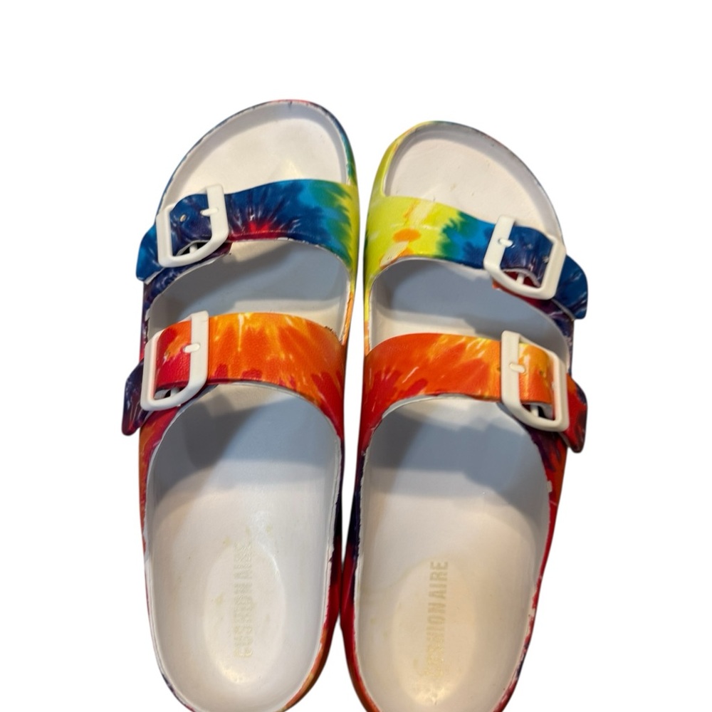 Curated Cushionaire Slide Sandals Women’s Size 10 Tie Dye Double Buckle - Picture 2 of 6